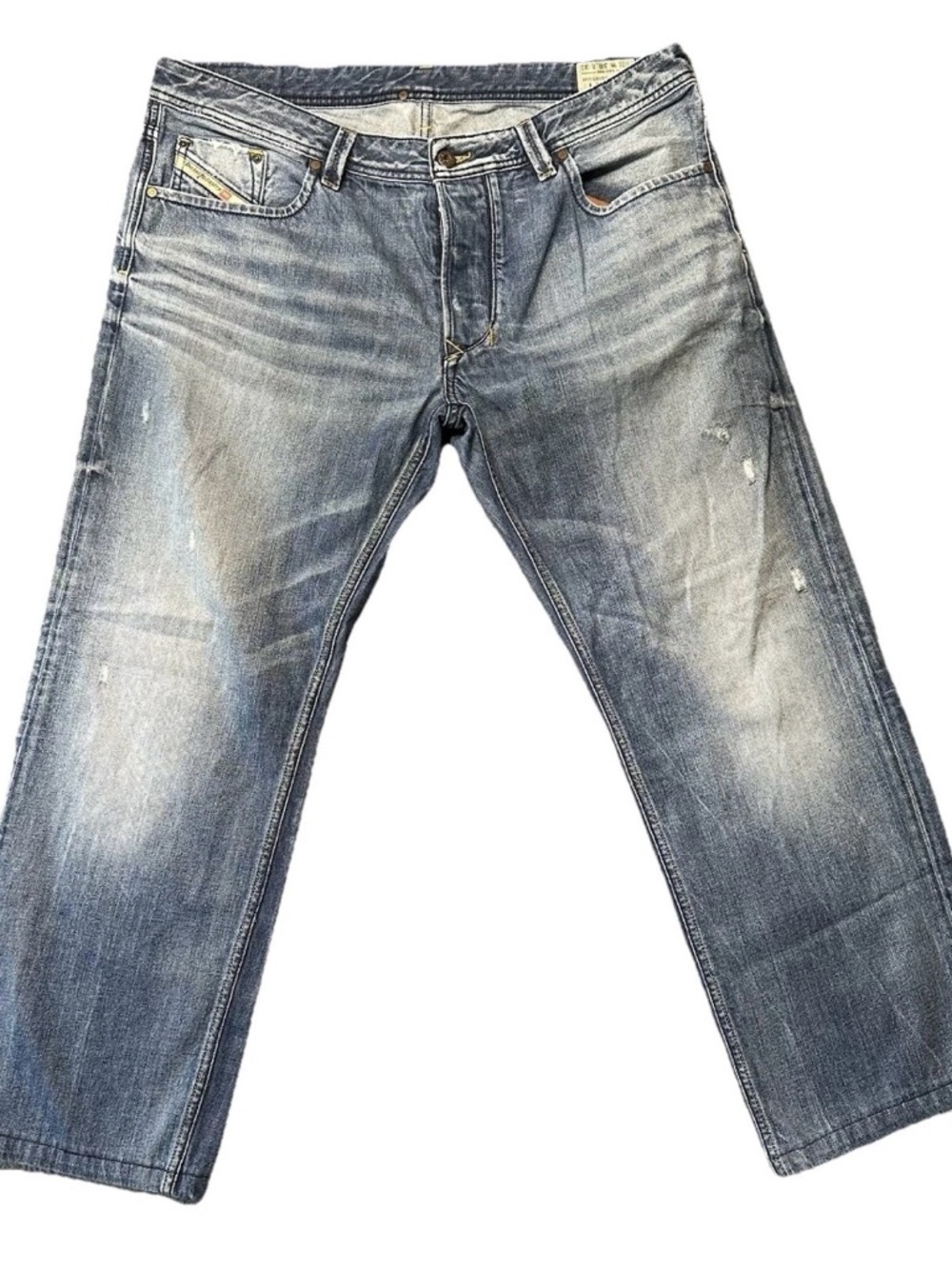 Diesel Larkee Jeans Mens 38x32 Straight Blue Distressed Y2K Denim Grunge EUC